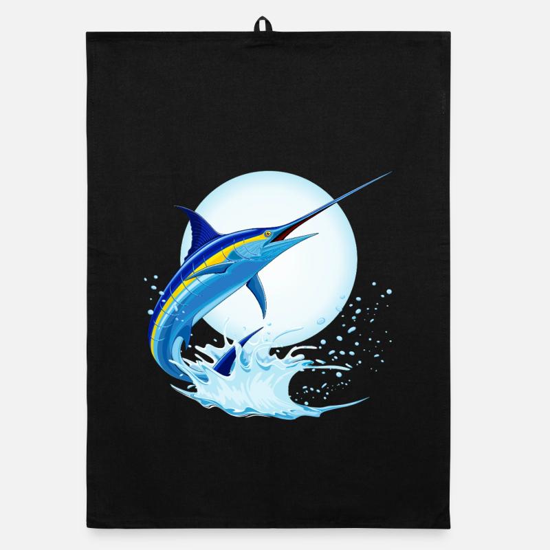 Blauer Marlin-Schwertfisch springt aus dem Ozean Organic Geschirrtuch