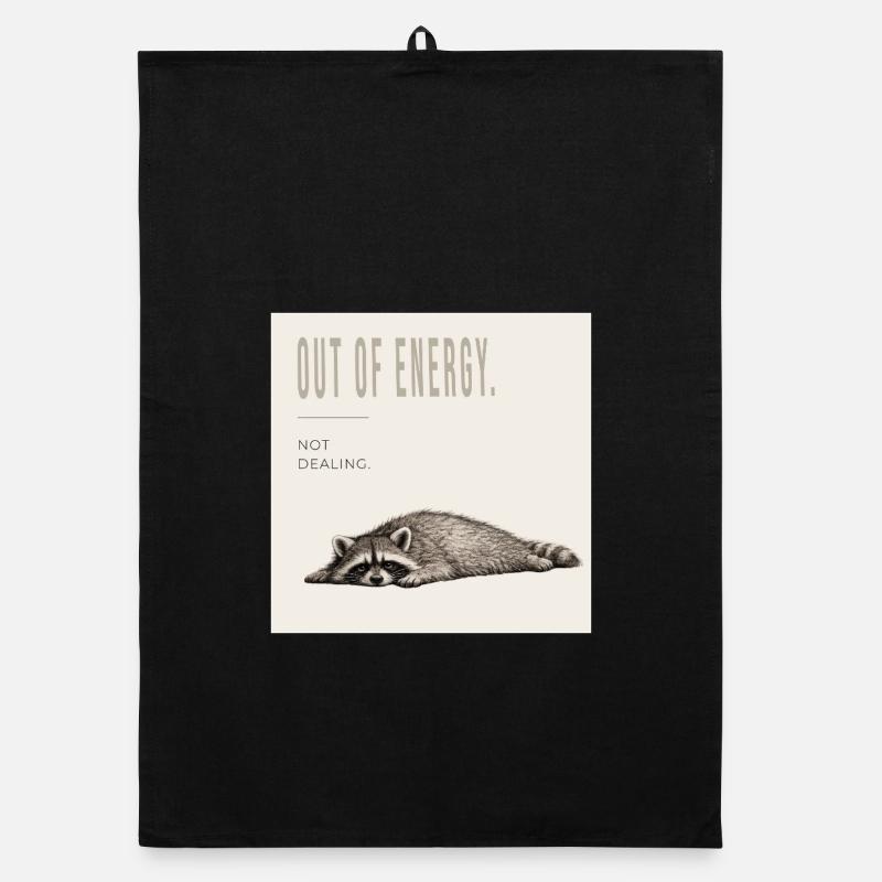 Need Coffee Lazy Raccoon Meme Organic Geschirrtuch