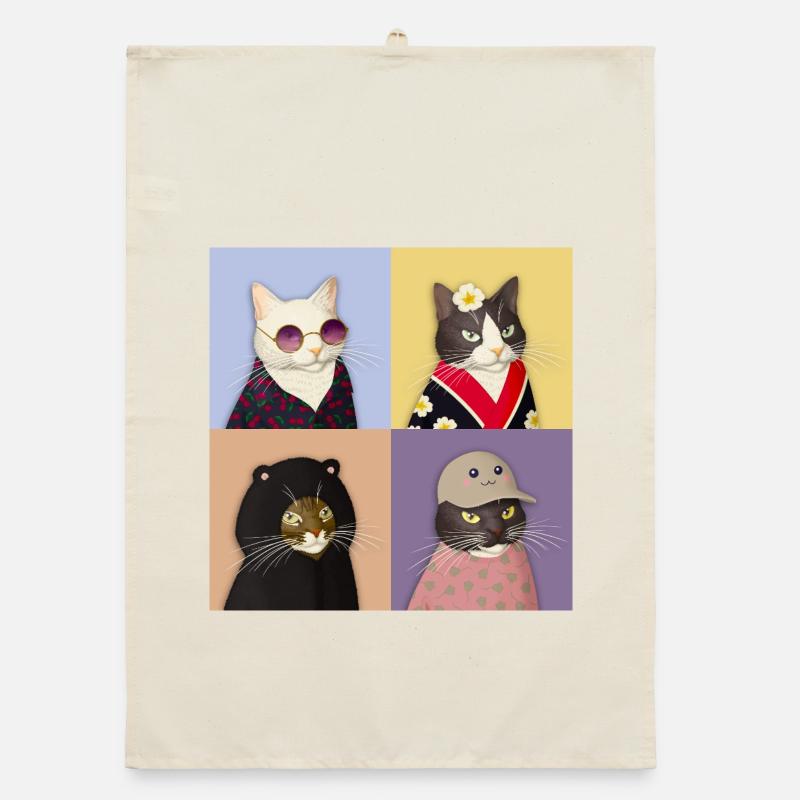 Cat Couture Quartet Organic dish towel