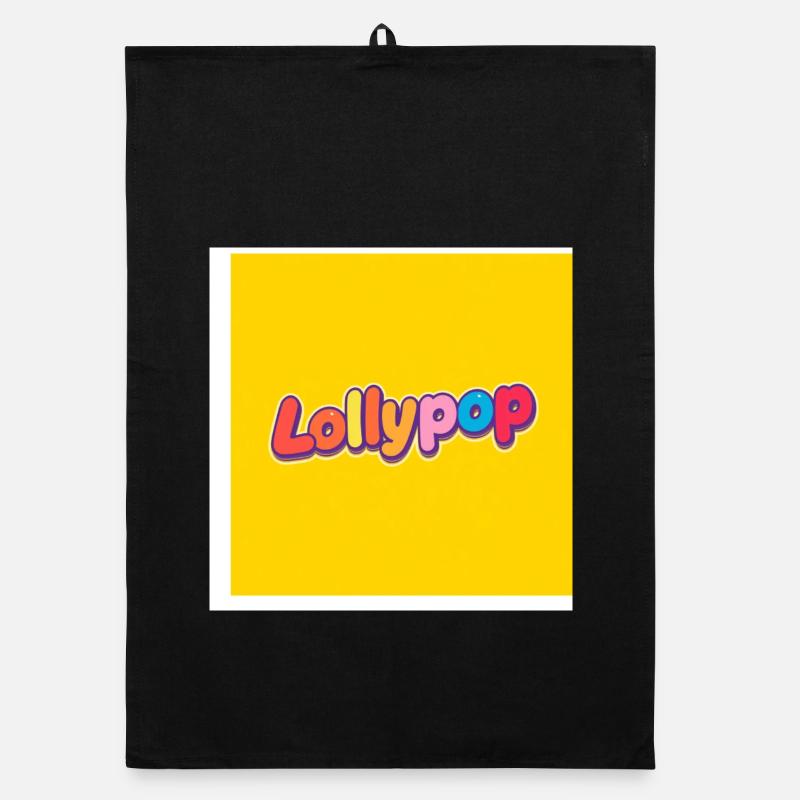 Lollypop Rainbow Typography on Yellow Organic dish towel