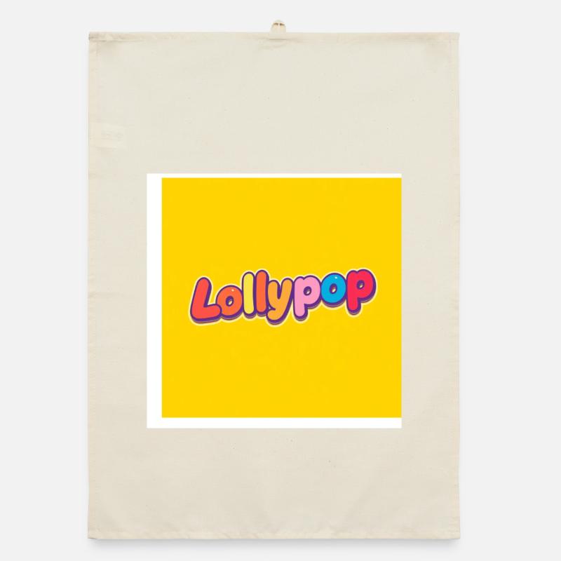 Lollypop Rainbow Typography on Yellow Organic dish towel