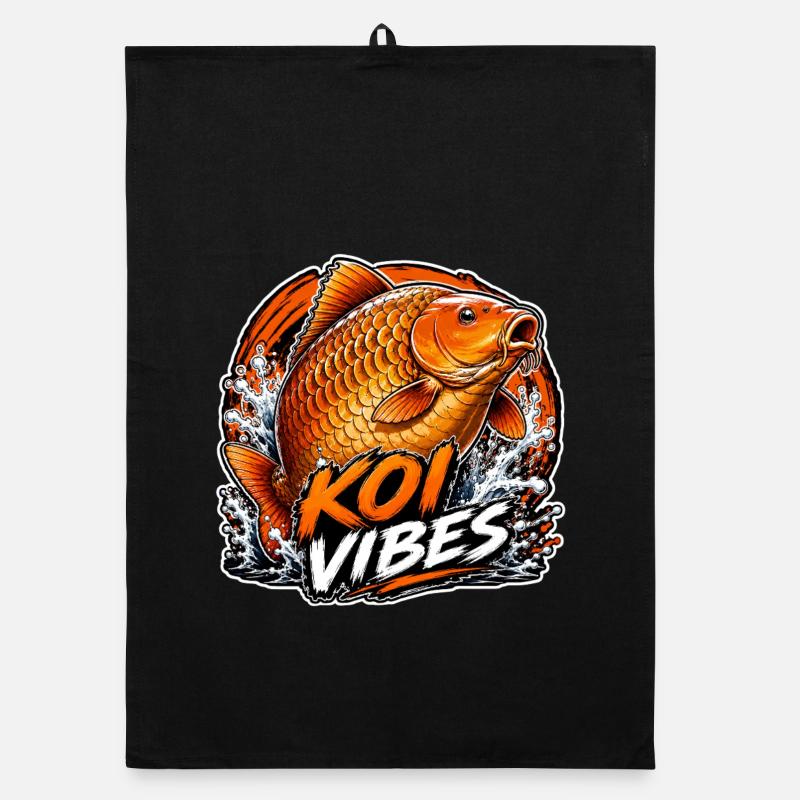 Koi Vibes Orange Carp Splash Design Organic dish towel