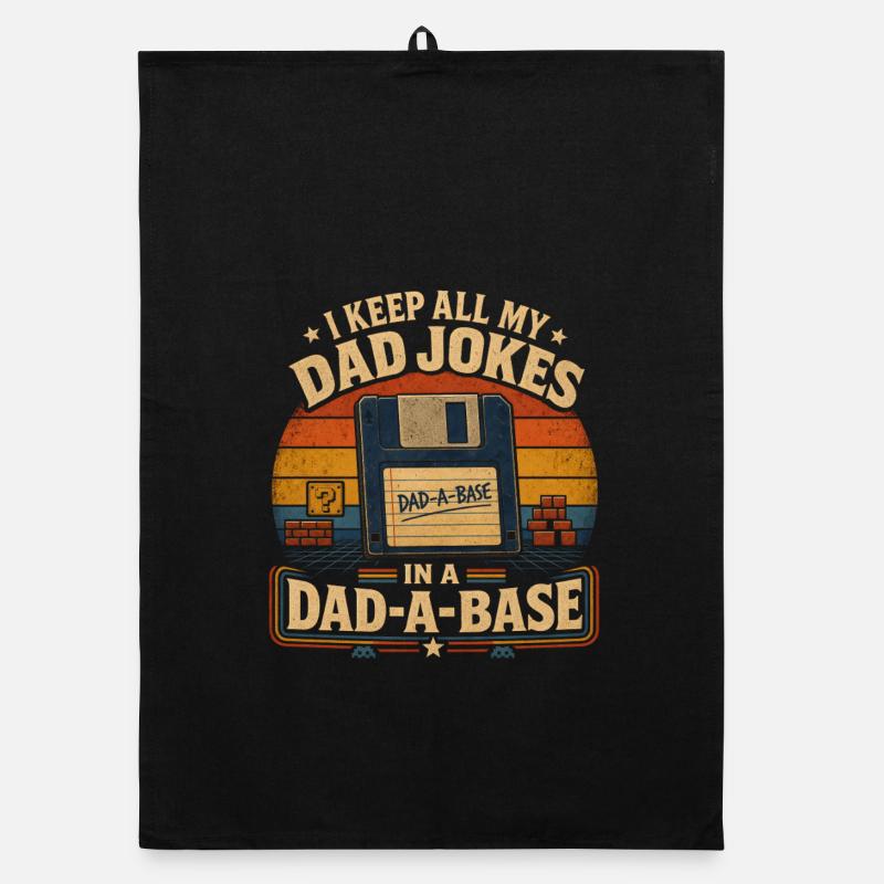 I Keep All My Dad Jokes In A Dad-A-Base – Retro  Organic Geschirrtuch