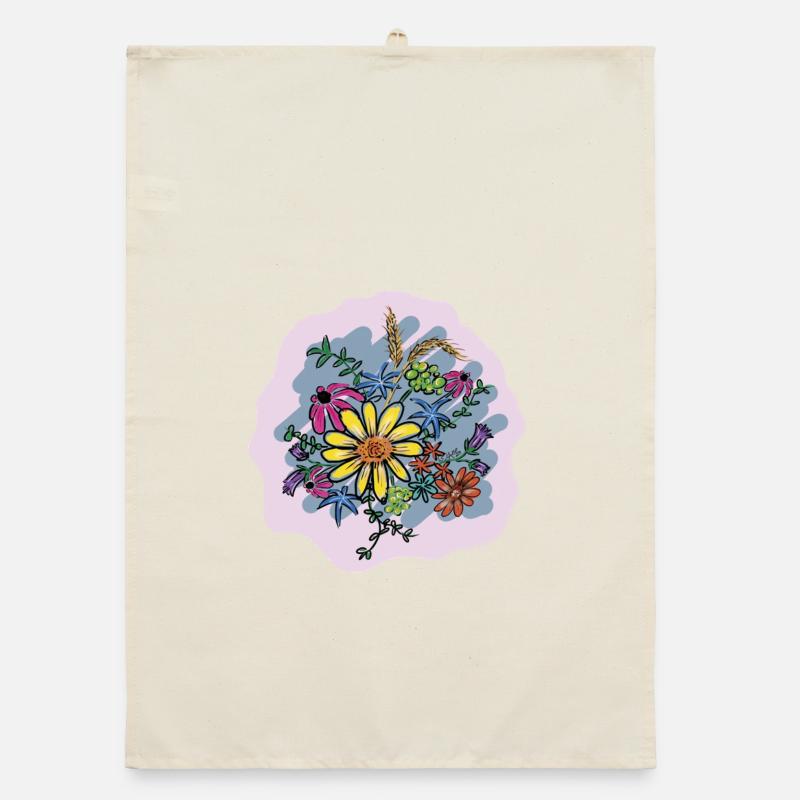 Buntes Blumenbouquet Illustration Organic Geschirrtuch