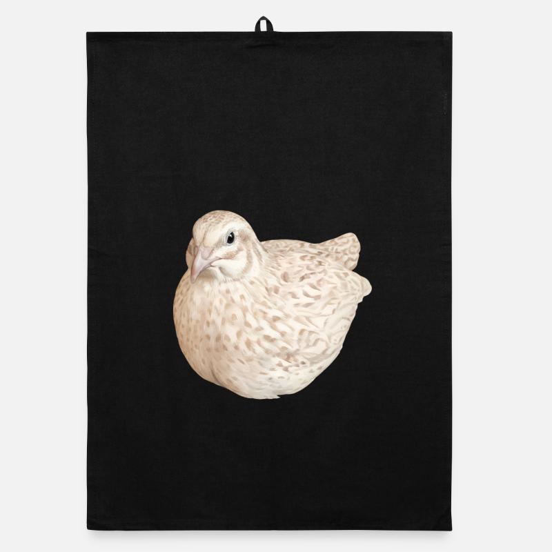 Illustration de la nature de la caille tachetée à la cannelle - Torchon bio - noir