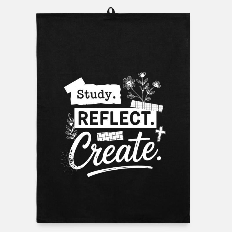 Study. Reflect. Create. Organic dish towel