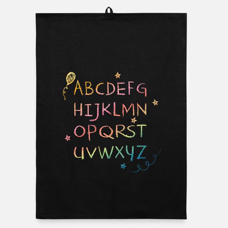 Rainbow Chalk Alphabet with Asterisks Organic dish towel