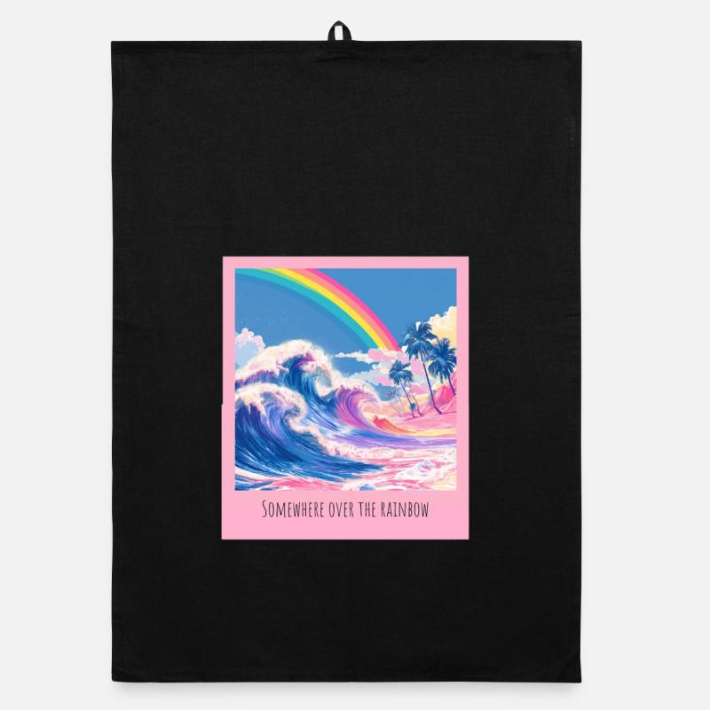 Rainbow Beach Rétro Wave Torchon bio