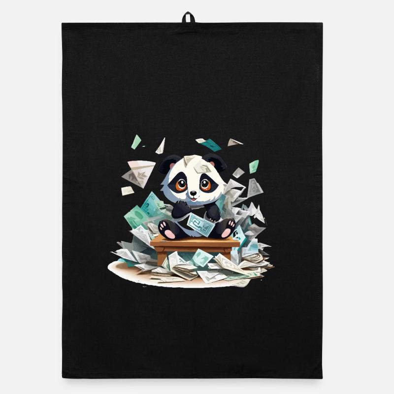 Pluie d’argent panda à la table Torchon bio