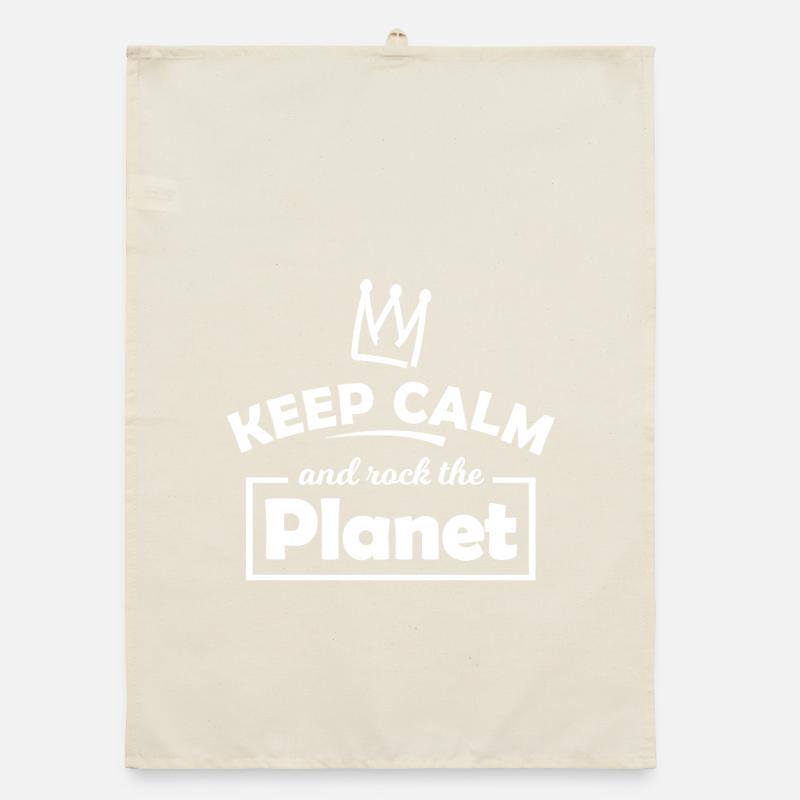 Keep Calm Rock Planet Organic Geschirrtuch