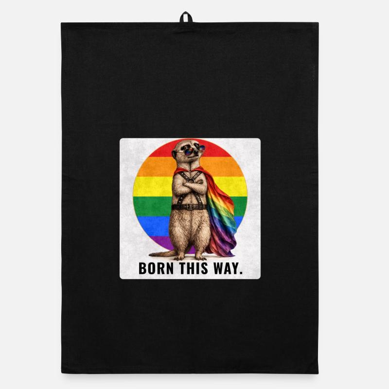 Born This Way LGBTQ Pride Suricate Design Torchon bio