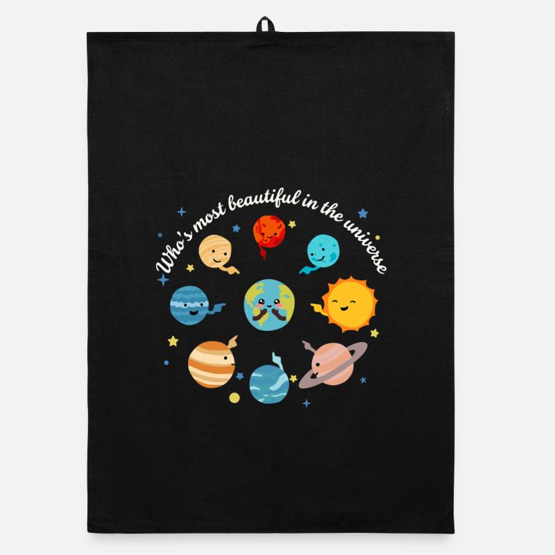 La plus belle de la galaxie mignonne Terre - Torchon bio - noir