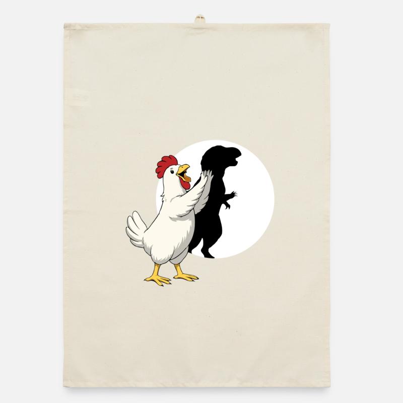 Funny Chicken T Rex Dinosaur Shadow Puppet Organic dish towel
