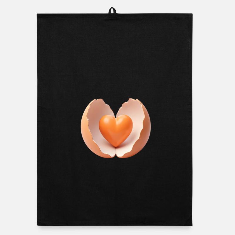 Heart in Broken Eggshell Organic dish towel