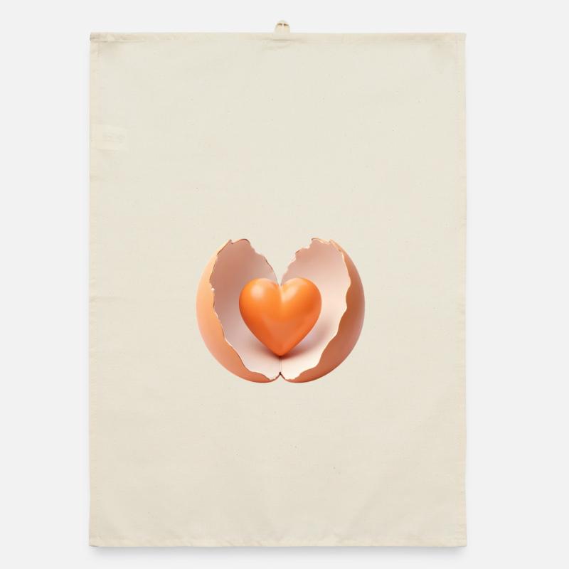 Heart in Broken Eggshell Organic dish towel