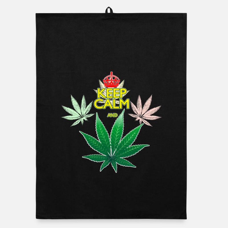 Keep Calm und Cannabis Leaf Organic Geschirrtuch
