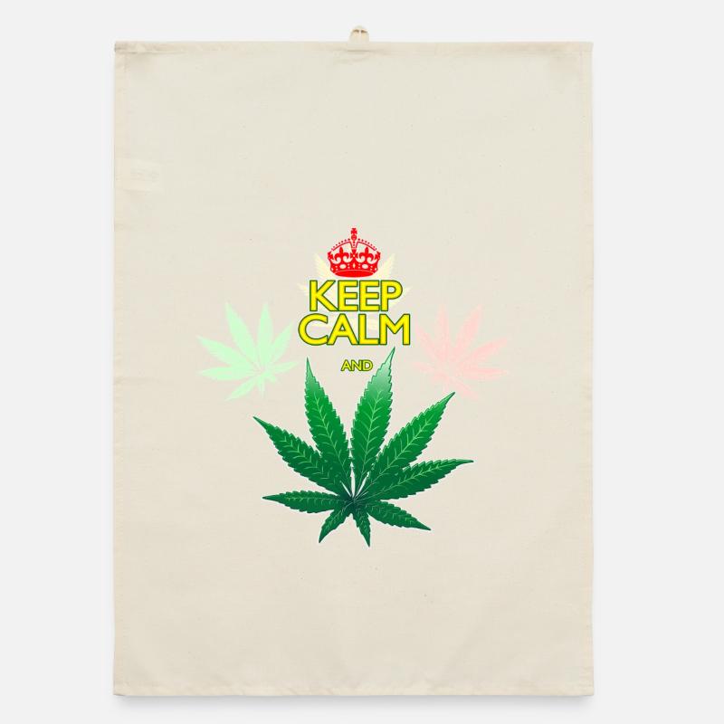 Reste calme et feuille de cannabis Torchon bio