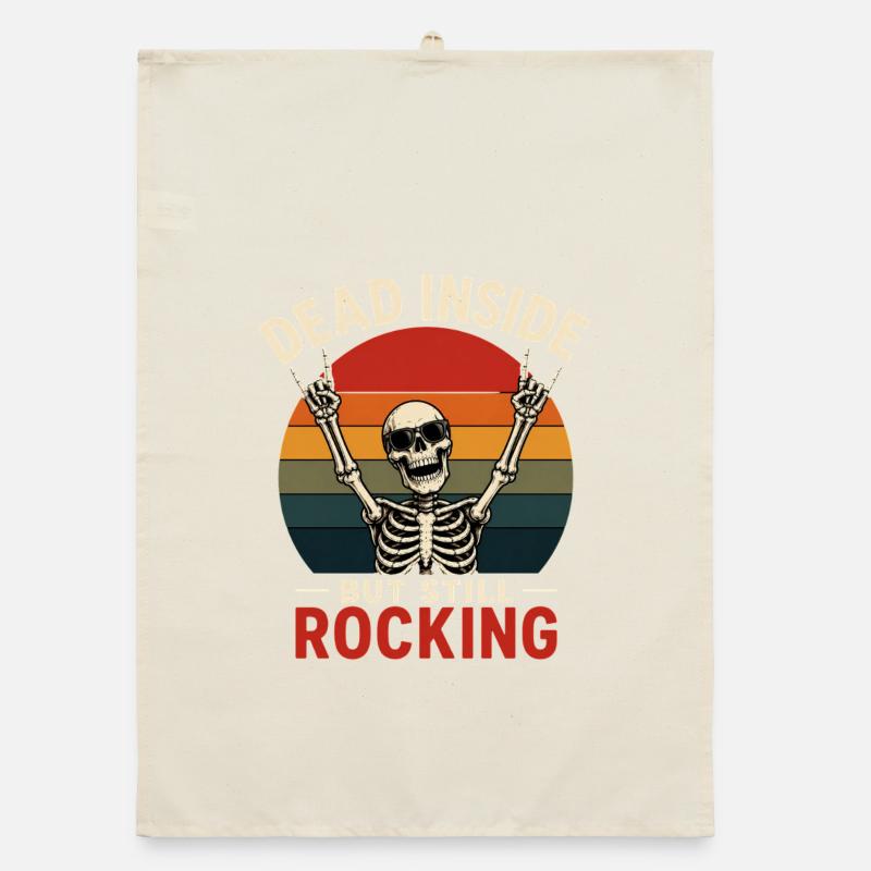 Dead Inside Still Rock gift Organic dish towel