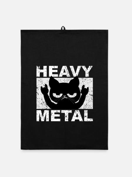 Heavy Metal Katze - Organic Geschirrtuch - Schwarz