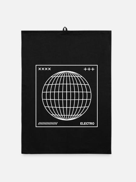 Globe Grid Electro Noir - Organic Geschirrtuch - Schwarz - Vorne