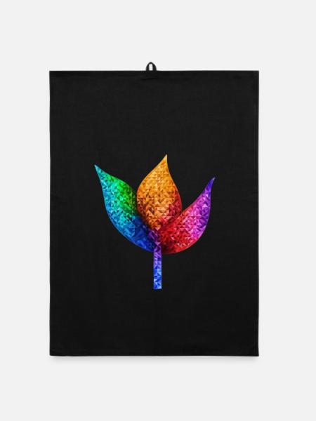 Regenbogengeometrisches Blatt - Organic Geschirrtuch - Schwarz