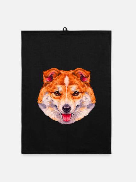 Farbiger langhaar collie Kopf Portrait - Organic Geschirrtuch - Schwarz - Vorne