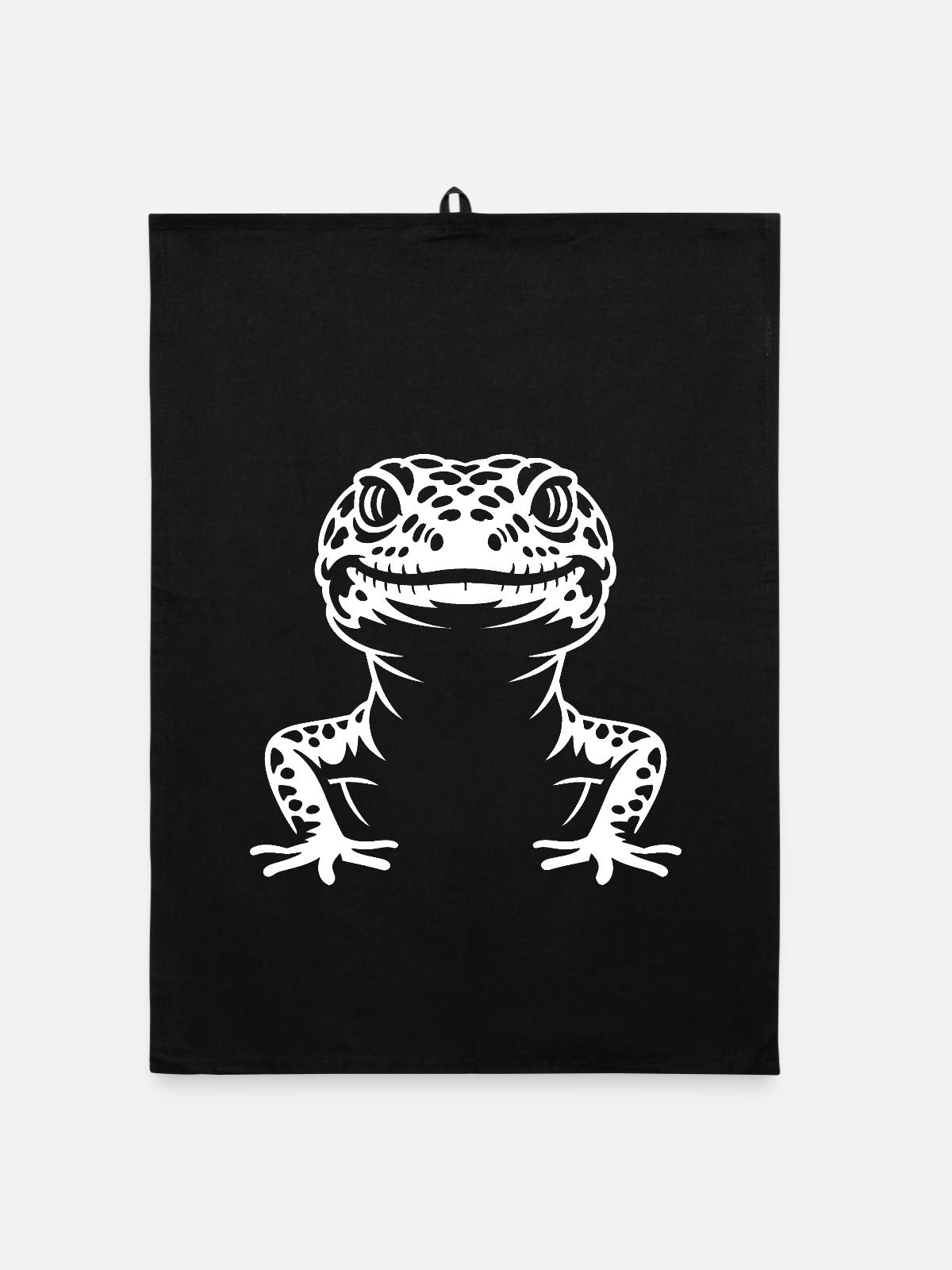 Gecko Silhouette Kontrast - Organic Geschirrtuch - Schwarz - Vorne