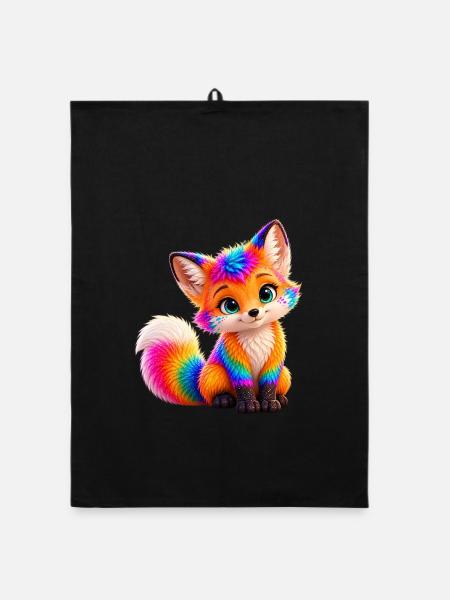 Der kleine Farbenfuchs - Organic Geschirrtuch - Schwarz