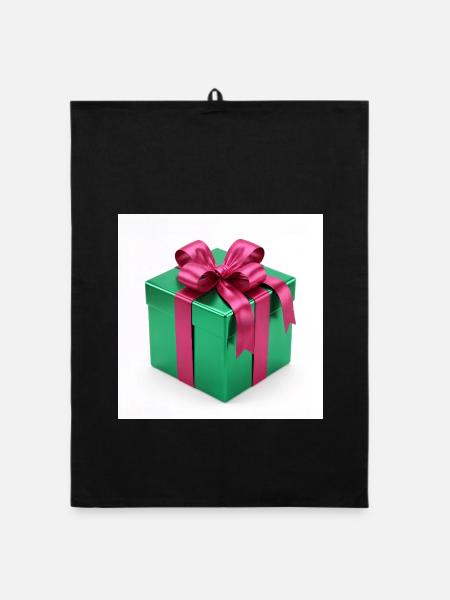 Grünes Geschenkpaket - Organic Geschirrtuch - Schwarz - Vorne