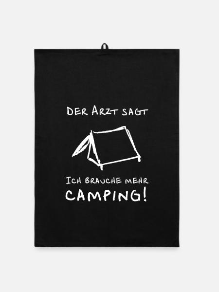 Der Arzt sagt ich brauche mehr Camping - Organic Geschirrtuch - Schwarz - Vorne