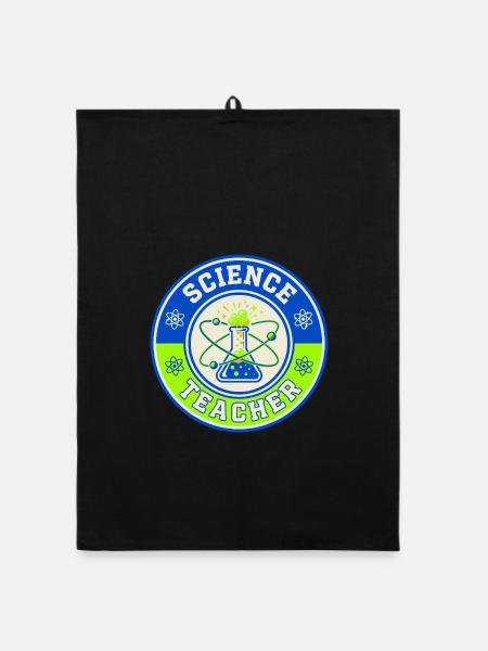 Vintage Science Teacher Flask Planetarische Umlaufbahnen oben - Organic Geschirrtuch - Schwarz - Vorne