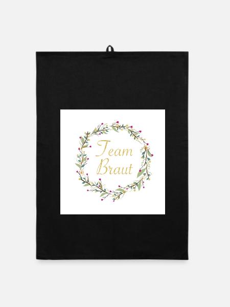 Team Braut mit Blumenkranz - Organic Geschirrtuch - Schwarz