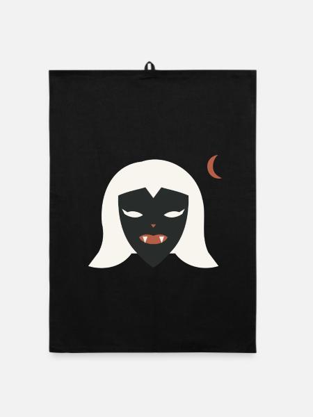 Halloween Vampirin Damen - Organic Geschirrtuch - Schwarz - Vorne