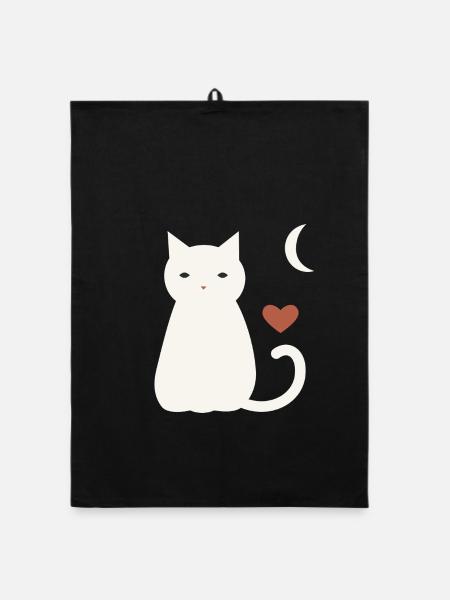 Halloween Katze Herren - Organic Geschirrtuch - Schwarz - Vorne