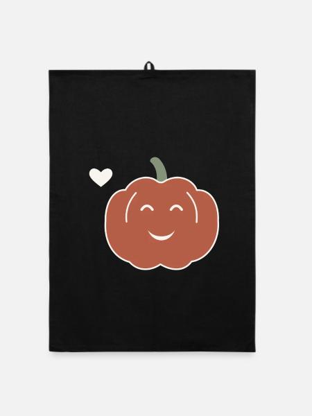 Halloween Kürbis Damen - Organic Geschirrtuch - Schwarz - Vorne