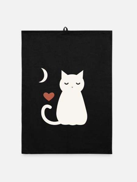 Halloween Katze Damen - Organic Geschirrtuch - Schwarz - Vorne
