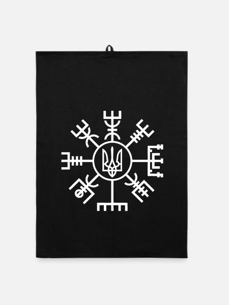 Vegsisir, Kosakenkompass, ukrainischer Wikinger Tryzub - Organic Geschirrtuch - Schwarz