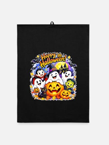 Frohes Halloween! Magische Lächeln - Organic Geschirrtuch - Schwarz