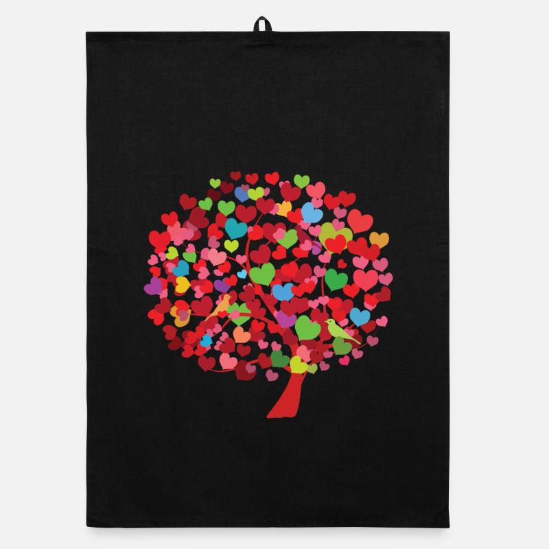 Herzbaum Illustration mit bunten Blättern Organic Geschirrtuch