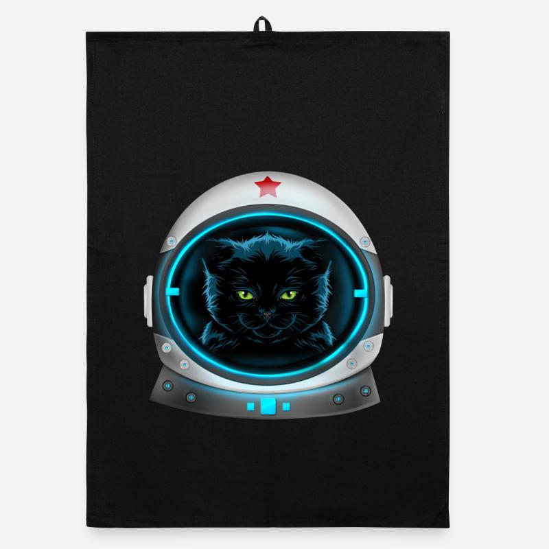 angry space cat astronaut Organic dish towel