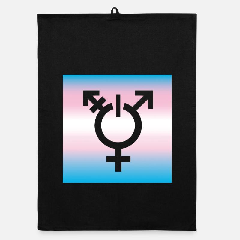 drapeau transgenre LBGTQ queer symbole tolérance CSD - Torchon bio - noir