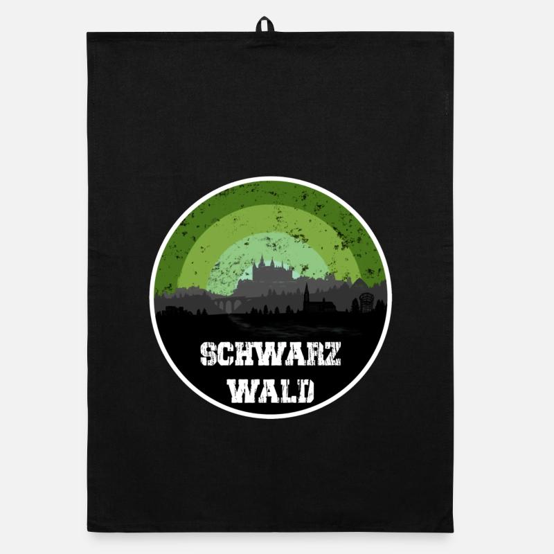 Schwarzwald Skyline - Organic Geschirrtuch - Schwarz