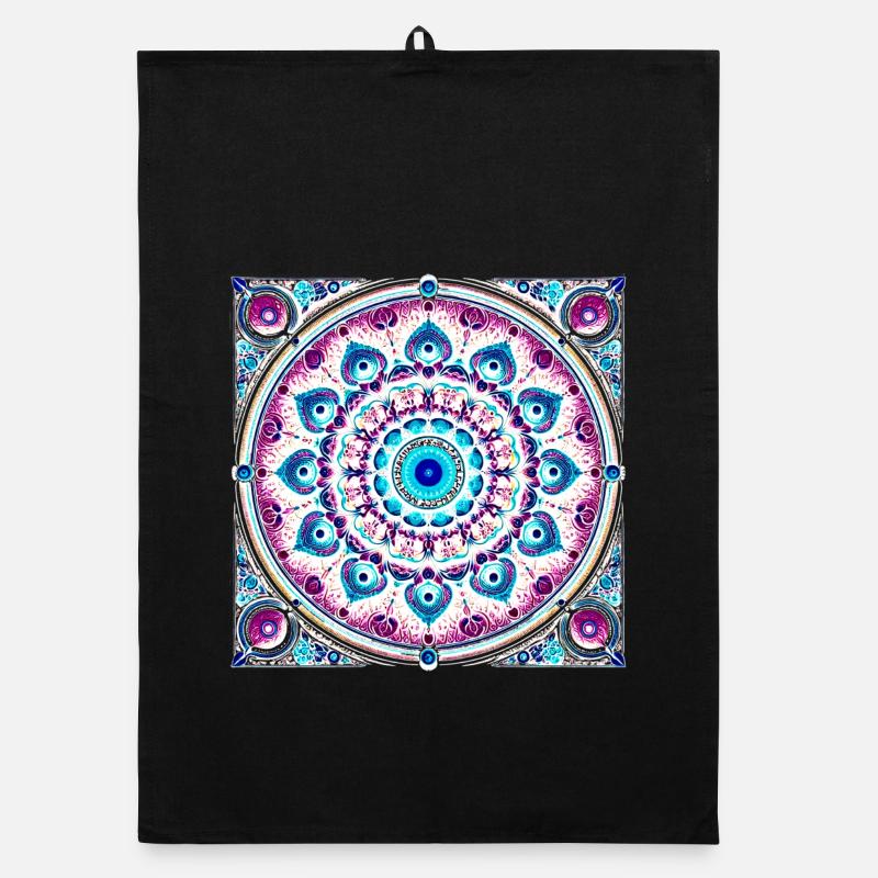 Orbital Mandala Blue-Pink Organic dish towel