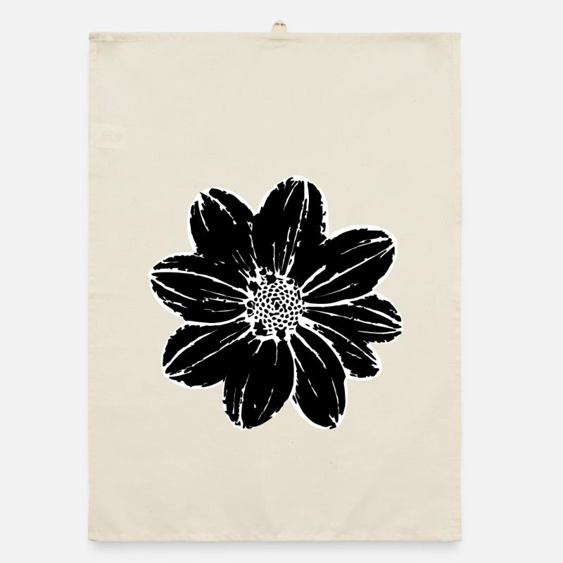 Fleur, Noir, Fleurs, Noir, Fleur Torchon bio