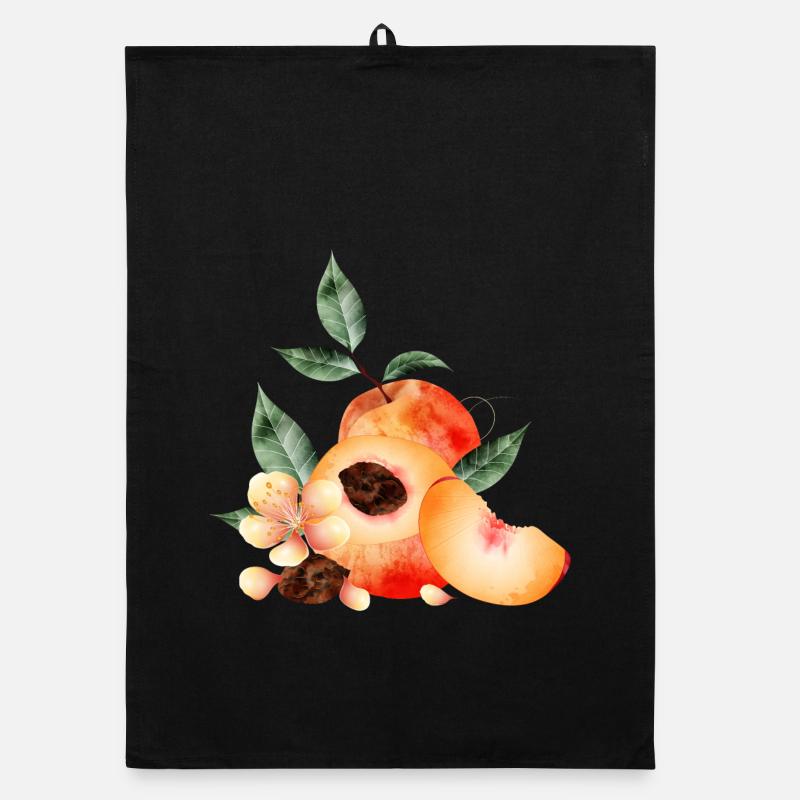 Demi-pêche, pêches, pêches, fleurs et quartier Torchon bio