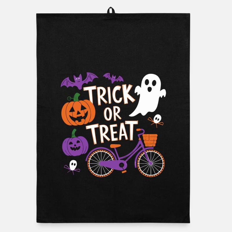Halloween Fahrrad Süßes oder Saures Design Organic Geschirrtuch