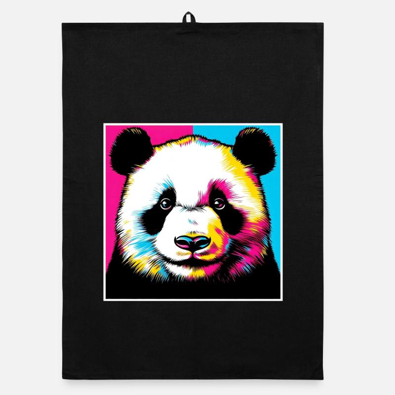 Panda - Organic Geschirrtuch - Schwarz