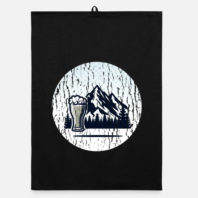 Berglandschaft mit Bierglas Organic Geschirrtuch