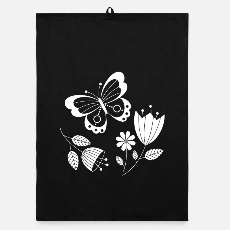 Butterfly with flowers Organic dish towel