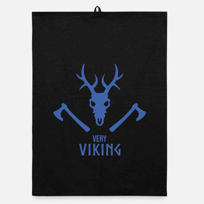 Wikinger Totenschädel Emblem mit Äxten Organic Geschirrtuch